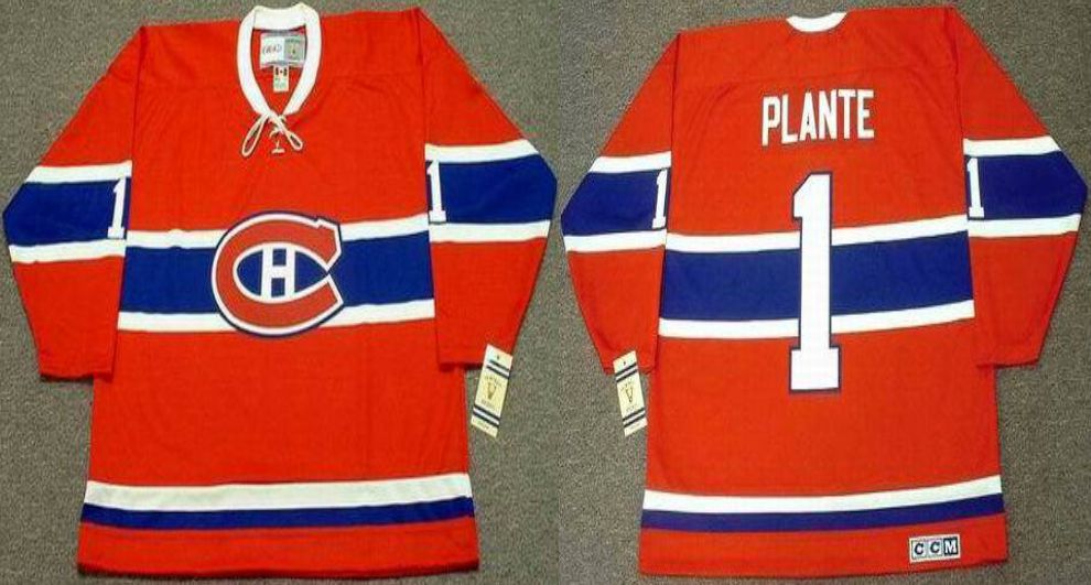 2019 Men Montreal Canadiens #1 Plante Red CCM NHL jerseys->montreal canadiens->NHL Jersey